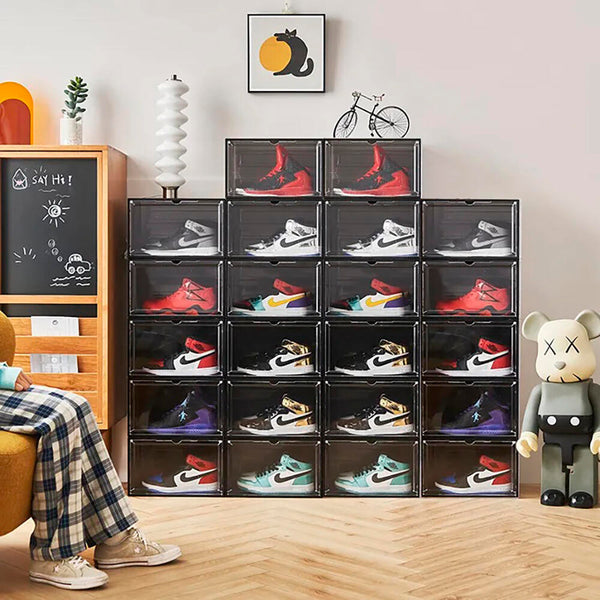Cajas para sneakers  4 unidades, plegable, para tallas de hasta 46 MAGNÉTICO TRASLUCIDO